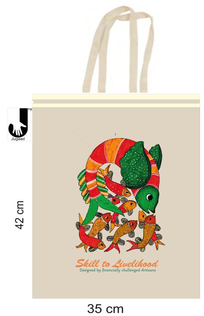 cotton tote bag made by Indian Gond tribals 